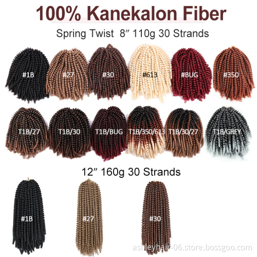 100% Kanekalon Spring Twist 8 Inch 12" Synthetic Nubian Braid Extension Kenya Crochet Braids 350 Red Spring Twist Hair